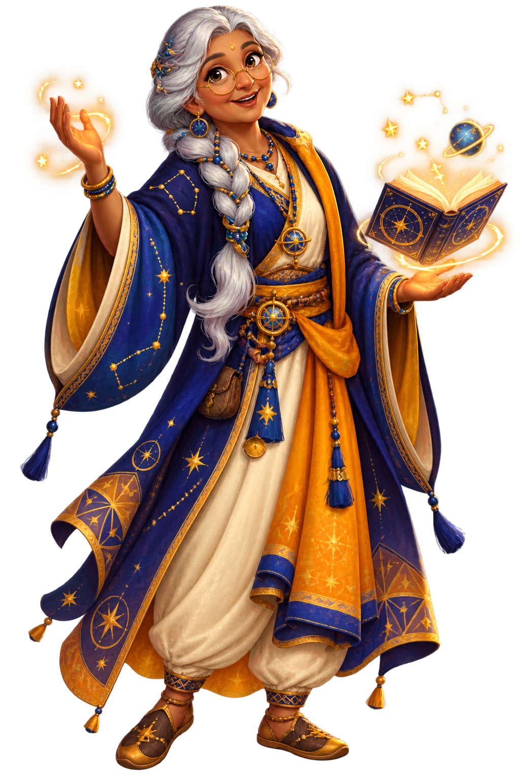 The smiling Starwise Guru raises a hand in blessing